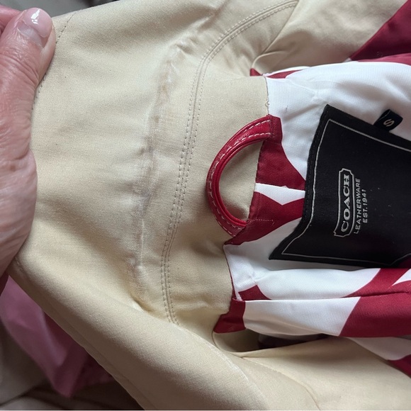 Coach Red Leather Trench Coat Sz S - Picture 11 of 11